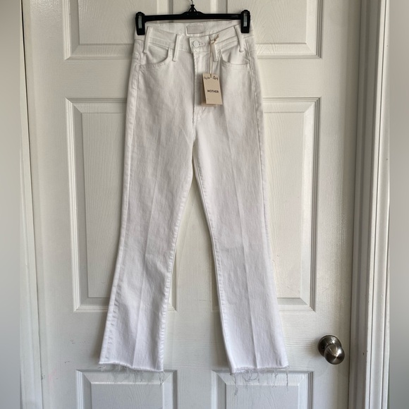 MOTHER Denim - MOTHER The Hustler Ankle Fray In Fairest Of Them All White High Rise Jeans 24